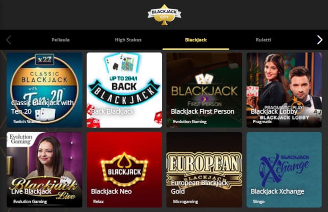 Blackjack City Casino esittely avaa erilaisia blackjack-pöytiä.