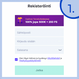 Rekisteröidy valitsemallesi mobiilimaksu kasinolle.