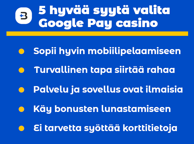 Viisi hyvää syytä valita Google Pay casino.