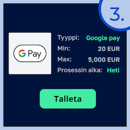 Valitse Google Pay maksutavaksi ja talleta.