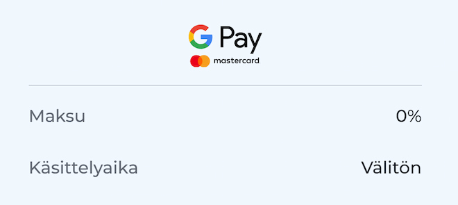 Google Pay maksutapojen valikossa.