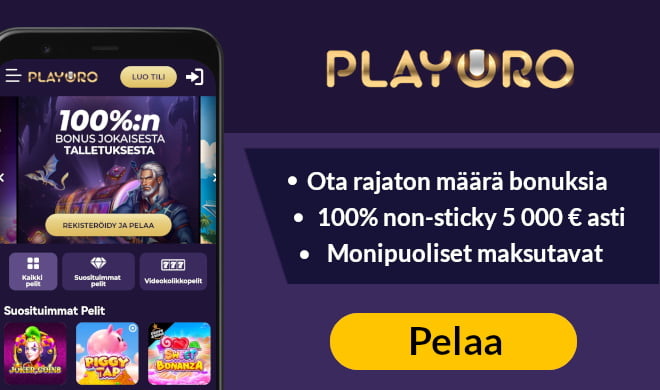 Lue Playoro Casino arvostelu ja nappaa isot non-sticky bonukset.