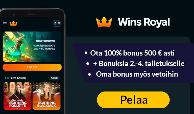 Lue Wins Royal Casino arvostelu ja ota tervetulobonus.