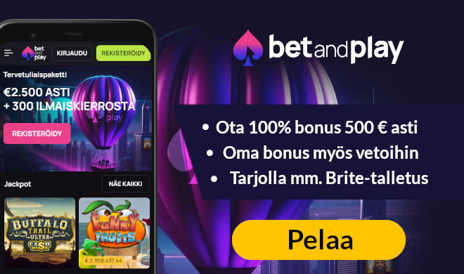 Lue BetandPlay Casino arvostelu ja ota tervetulobonus.