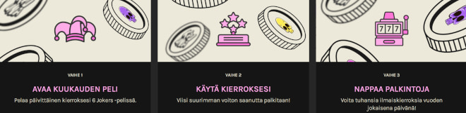 Kruuna kasinolla voi voittaa ilmaiskierroksia joka päivä.