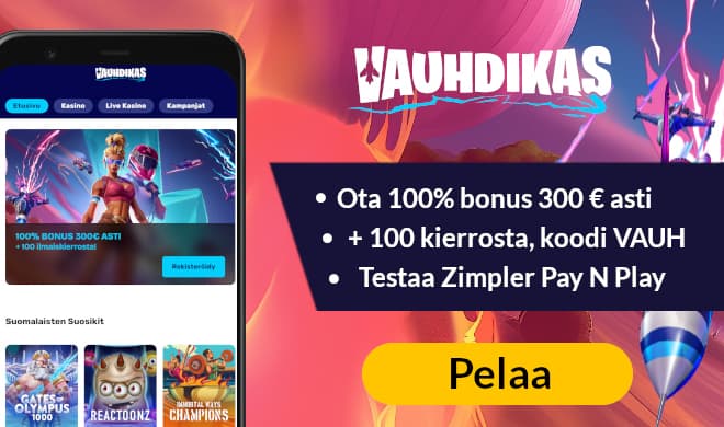 Lue Vauhdikas Casino arvostelu ja nappaa tervetulobonus.