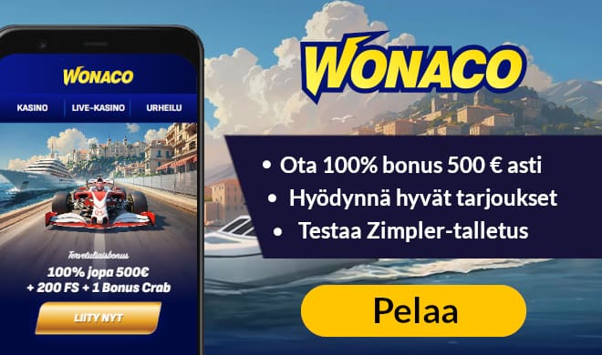 Lue Wonaco Casino arvostelu ja nappaa tervetulobonus kasinolle.