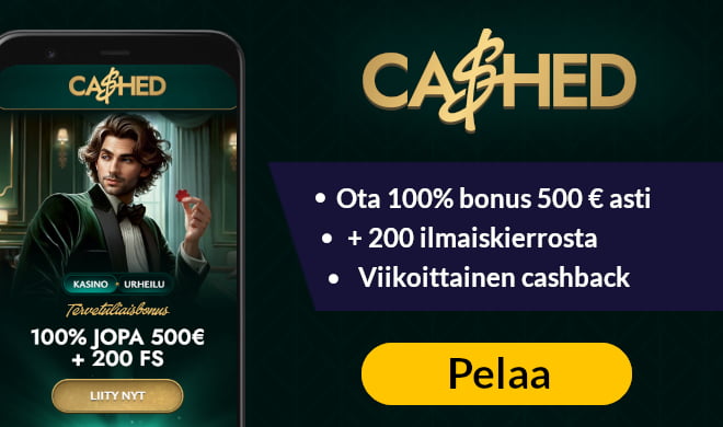 Lue Cashed Casino arvostelu ja hyödynnä hyvät edut.