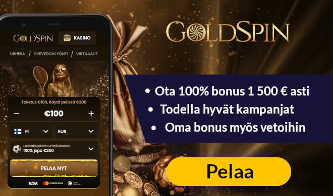 Lue GoldSpin Casino arvostelu ja ota iso bonus.