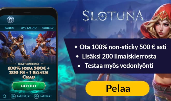 Lue Slotuna Casino arvostelu ja lunasta uuden pelaajan bonukset.