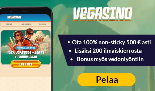 Lue Vegasino kasino arvostelu ja lunasta tervetulobonus kasinolle tai vedonlyöntiin.