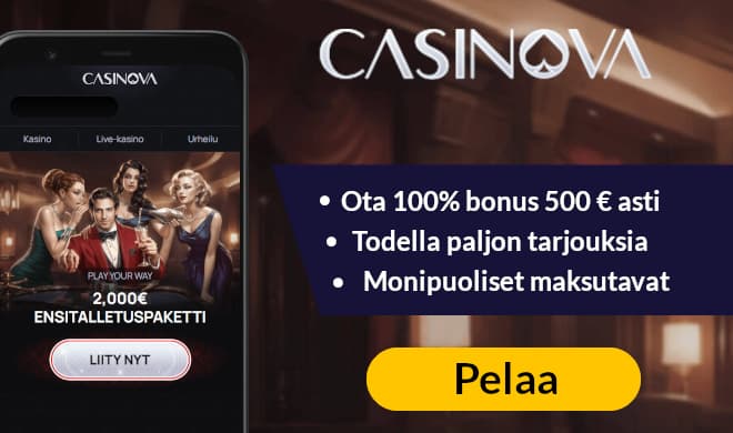 Lue Casinova arvostelu ja lunasta uuden pelaajan bonus.