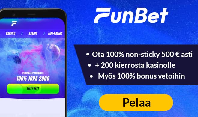 Testaa Funbet Casino ja lunasta tervetulobonus kasinolle tai vetoihin.