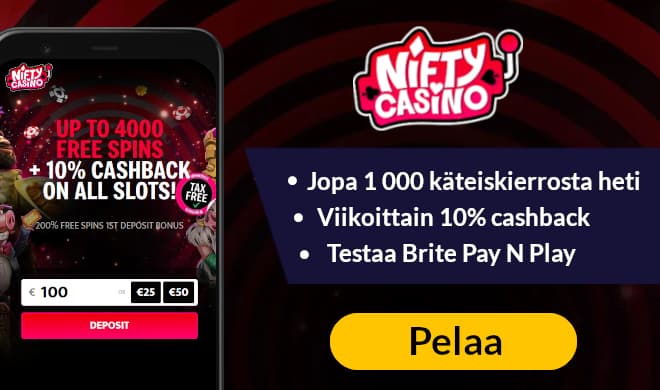 Lue Nifty Casino arvostelu ja lunasta käteiskierrokset.