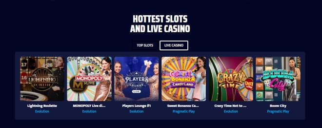 Slot Hypen pelivalikoima kattaa myös livekasinon suositut pelit.