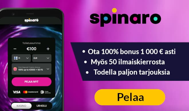 Testaa Spinaro ja lunasta tervetulobonus kasinolle tai vetoihin.