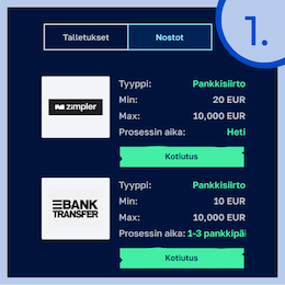 Siirry kotiutussivulle valitsemaan maksutapa.