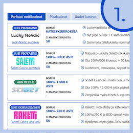 Tutustu tarjolla oleviin nettikasinoihin listaltamme.