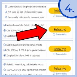 Siirry kasinolle Pelaa nyt -napista.