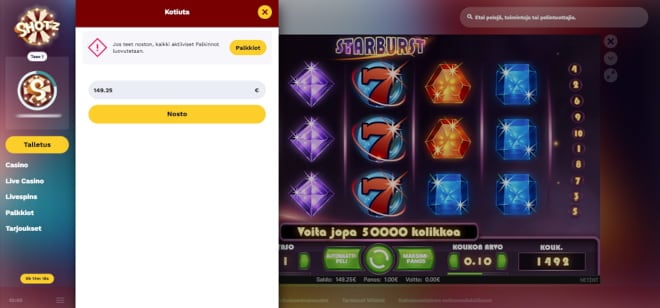 Shotz Casino kotiutus ja talletus hoituu kätevästi Zimplerillä.