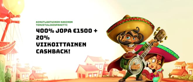 Nappaa uuden pelaajan bonus SombreroSpins Casinolla.