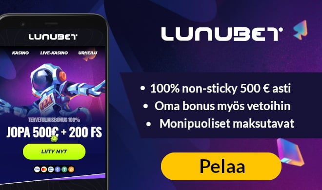 Lue LunuBet Casino arvostelu ja ota non sticky bonus.