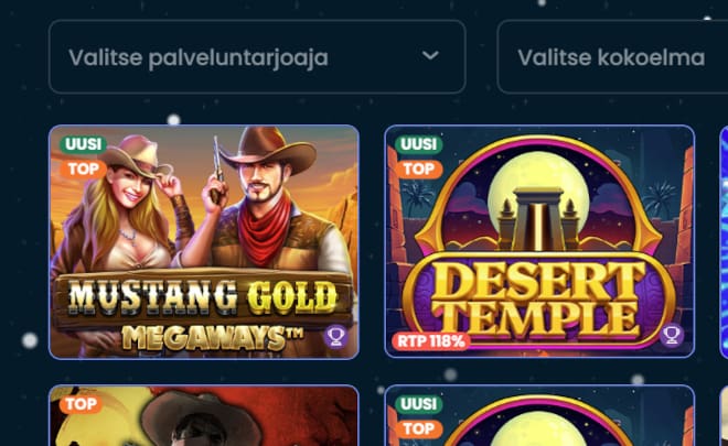 RollinoCasino pelit on jaoteltu kiinnostaviin kategorioihin.