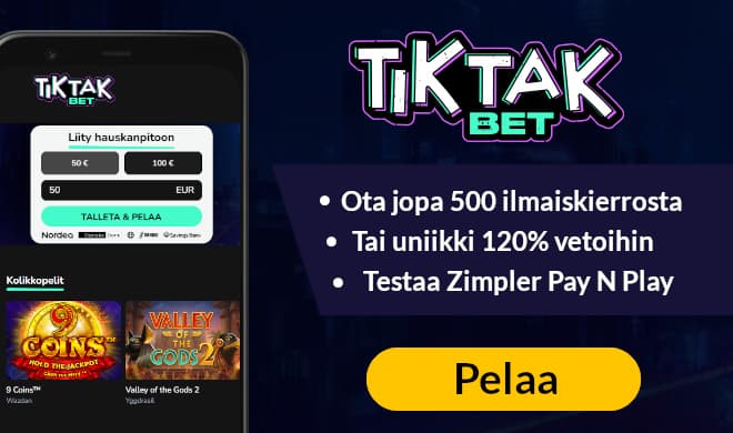 Lue Tiktakbet Casino arvostelu ja lunasta uuden pelaajan bonus.