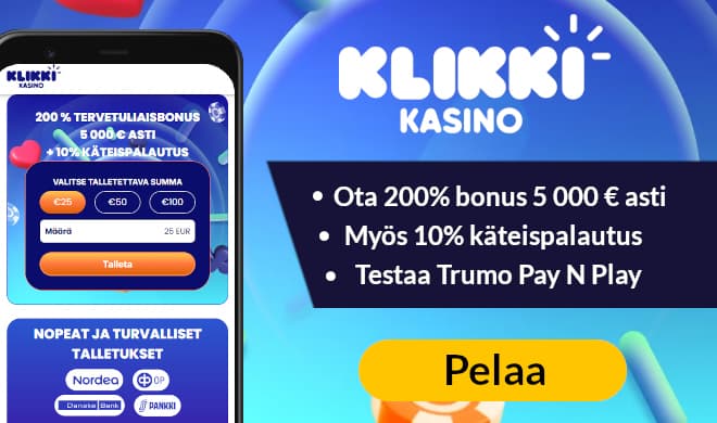 Lue Klikkikasino arvostelu ja ota tervetulobonus.