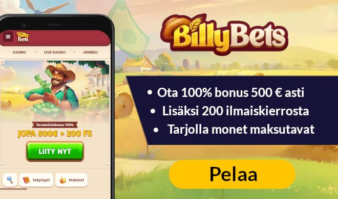 Lue Billy Bets Casino arvostelu ja ota uuden pelaajan bonus.