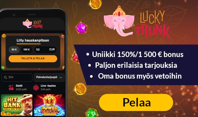 Lue LuckyTrunk Casino arvostelu ja ota bonus.